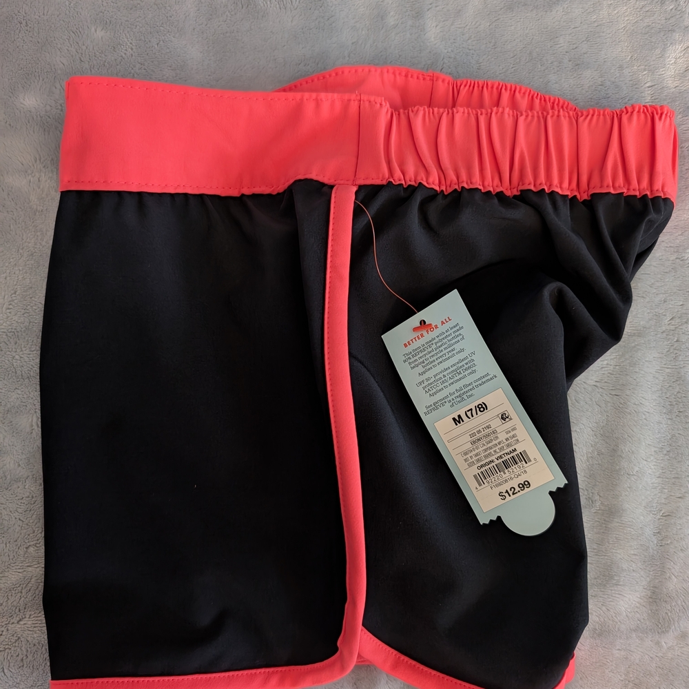 Cat & Jack Coral and Black Swim Shorts